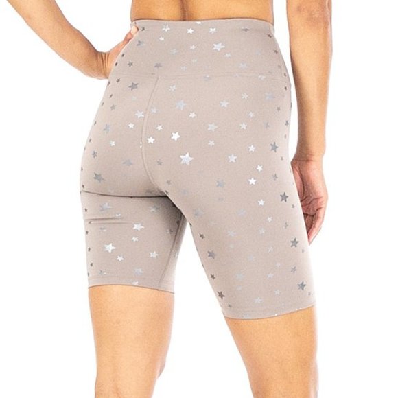NWT Nanette Lepore | Cinder & Dark Silver Foil Constellation Bike Shorts - Picture 2 of 4